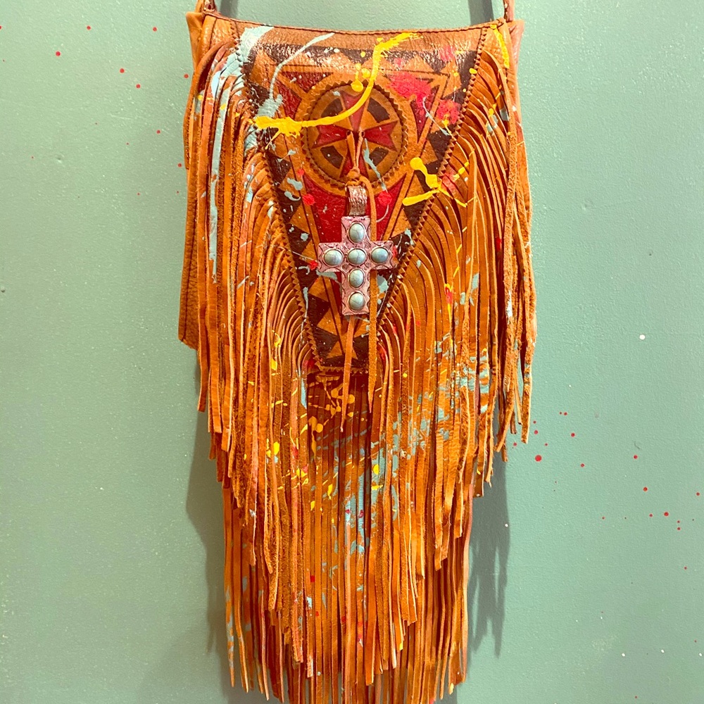 Genuine Leather Fringe Bag